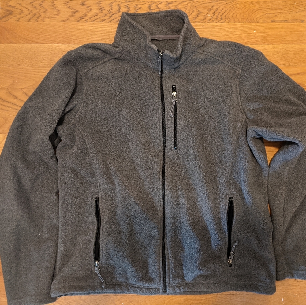 LL bean fleece jacket full zip, medium, grey, mens